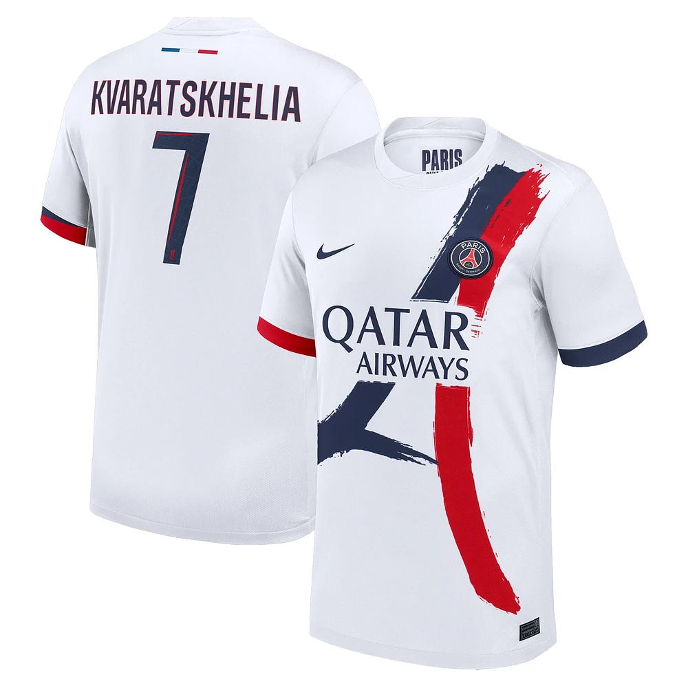 Men's Nike Khvicha Kvaratskhelia White Paris Saint-Germain 2024/25 Away Replica Player Jersey