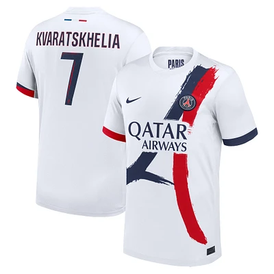 Men's Nike Khvicha Kvaratskhelia White Paris Saint-Germain 2024/25 Away Replica Player Jersey