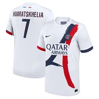 Men's Nike Khvicha Kvaratskhelia White Paris Saint-Germain 2024/25 Away Replica Player Jersey