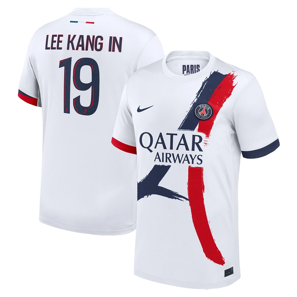 Lee Kang Nike pour homme en blanc - Maillot de joueur authentique extérieur du Paris Saint-Germain 2024/25