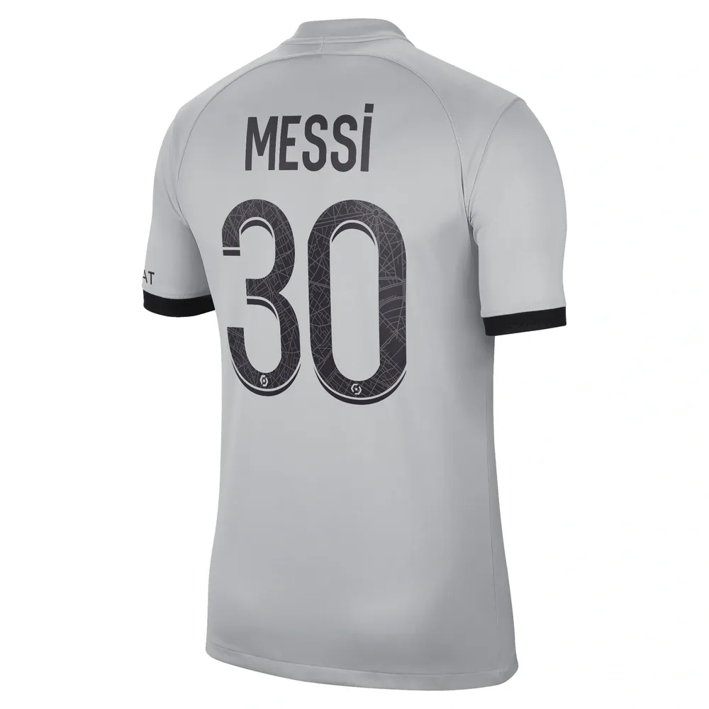 Men's Nike Lionel Messi Black Paris Saint-Germain 2022/23 Away Breathe Stadium Replica Player Jersey Size: Medium