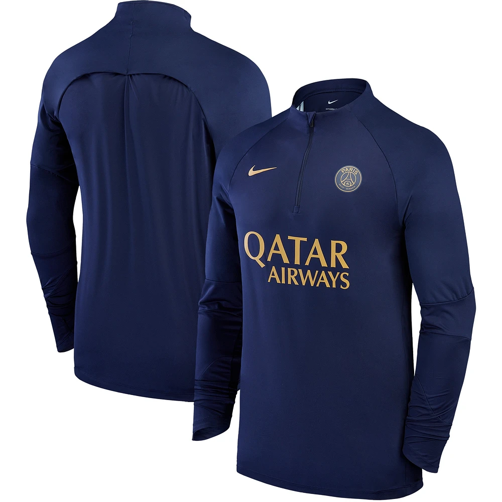 Men's Nike Navy Paris Saint-Germain 2023/24 Strike Drill Raglan Quarter-Zip Top