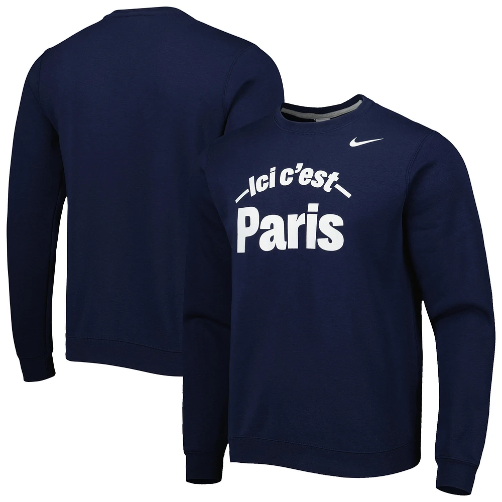 Sweat Nike Paris Saint-Germain Club Fleece bleu marine pour homme