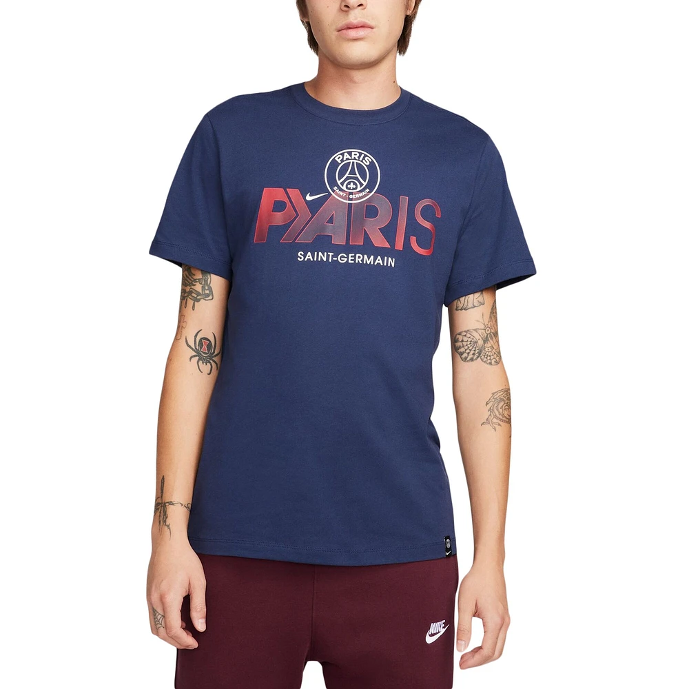 T-shirt Nike bleu marine à manches Mercurial Paris Saint-Germain pour homme