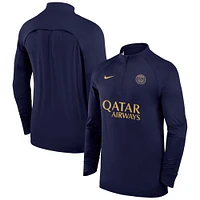 Men's Nike Navy Paris Saint-Germain Strike Drill Raglan Quarter-Zip Top