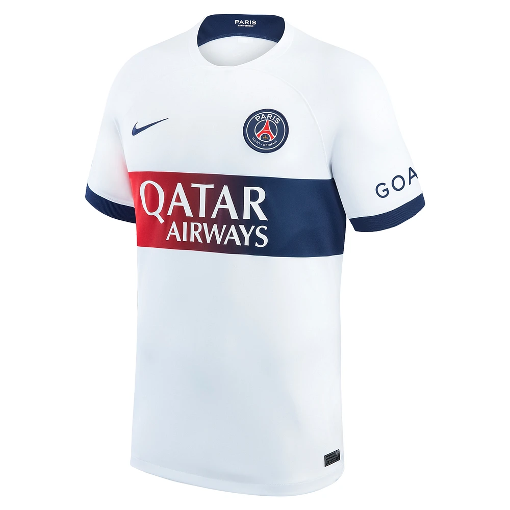 Maillot personnalisé Nike Paris Saint-Germain 2023/24 Extérieur Stadium Replica Homme Blanc