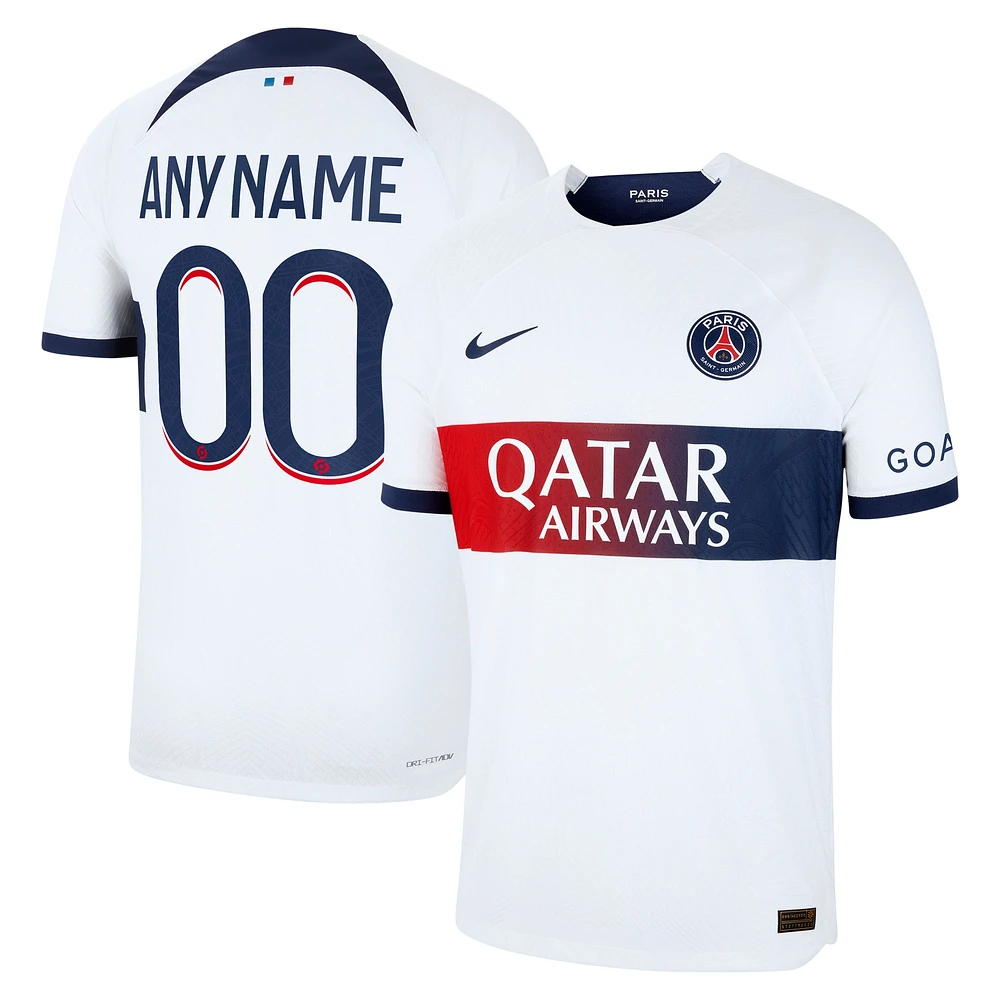 Maillot Nike Paris Saint-Germain 2023/24 Extérieur Vapor Match Authentique Personnalisé Blanc pour Homme