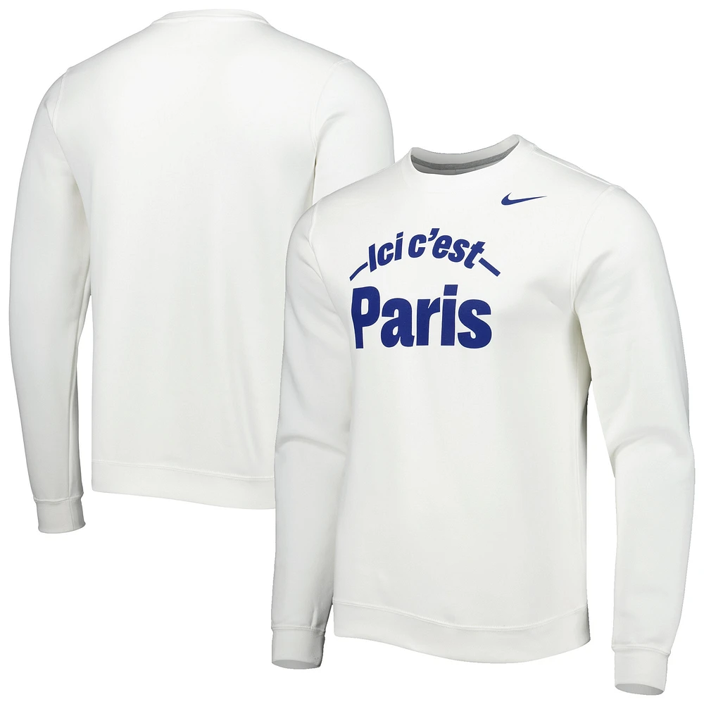 Men's Nike White Paris Saint-Germain Club Fleece Pullover Sweatshirt