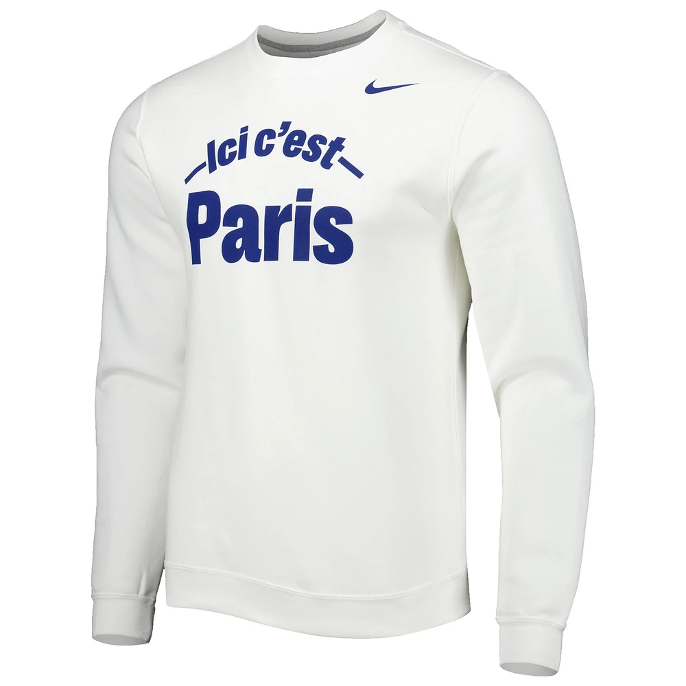 Men's Nike White Paris Saint-Germain Club Fleece Pullover Sweatshirt