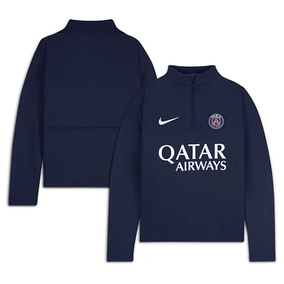 Sweat-shirt demi-zip Nike bleu marine Paris Saint-Germain 2024/25 Academy Pro Drill pour enfants d'âge préscolaire