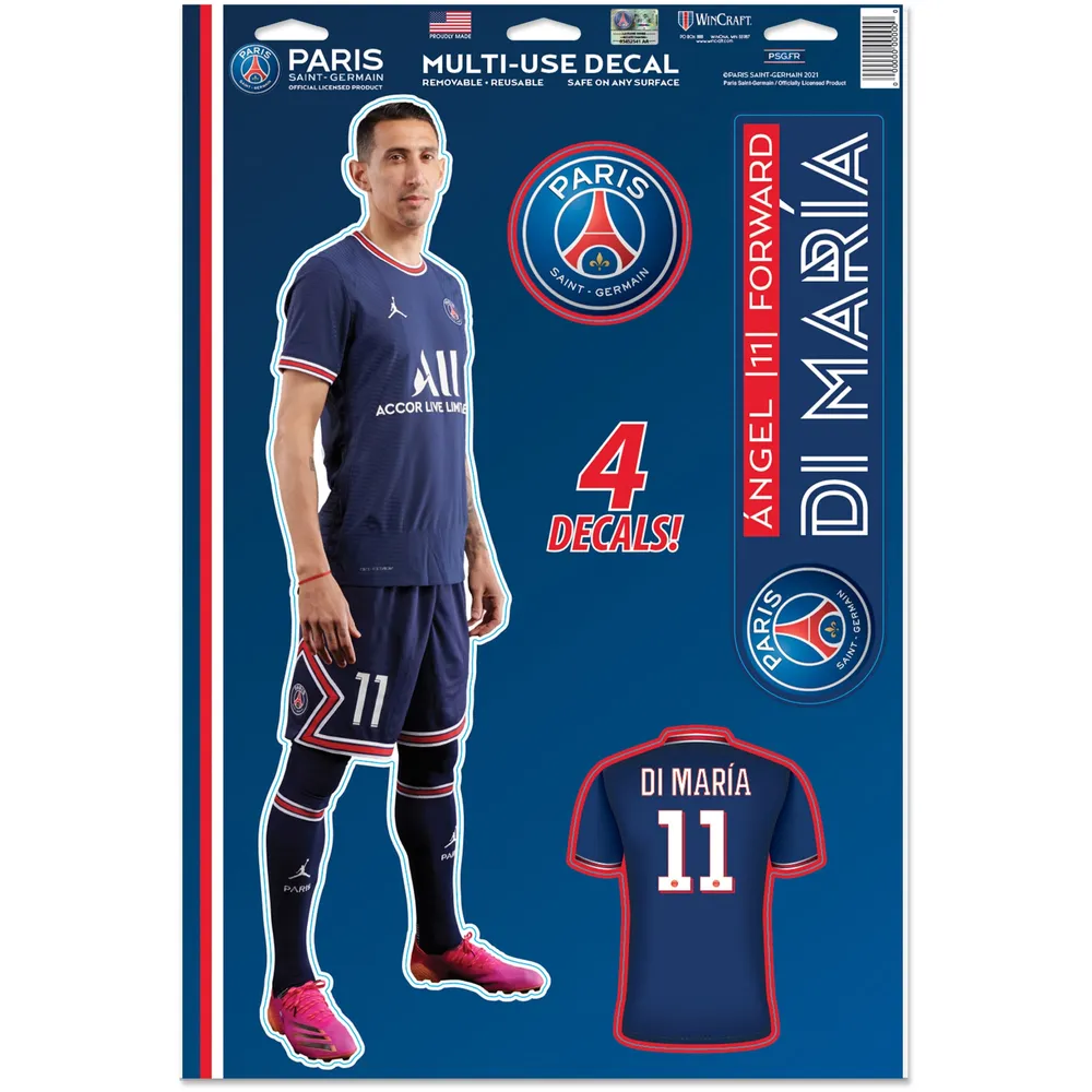 WinCraft Angel Di Maria Paris Saint-Germain 11'' x 17'' Feuille de Décalques Multi-Usage Joueur