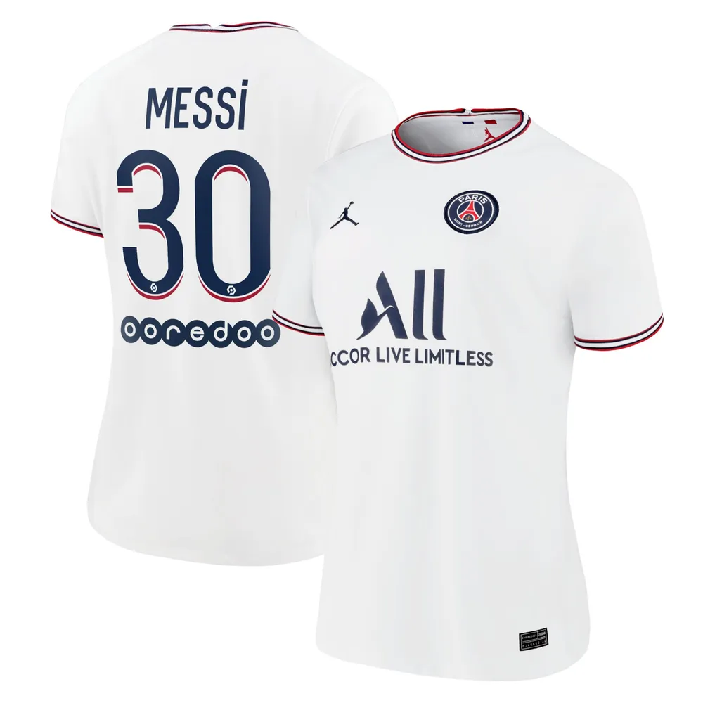 Corrupt mooi zo Nauwgezet Lids Lionel Messi Paris Saint-Germain Jordan Brand Women's 2021/22 Fourth  Replica Jersey - White | The Shops at Willow Bend