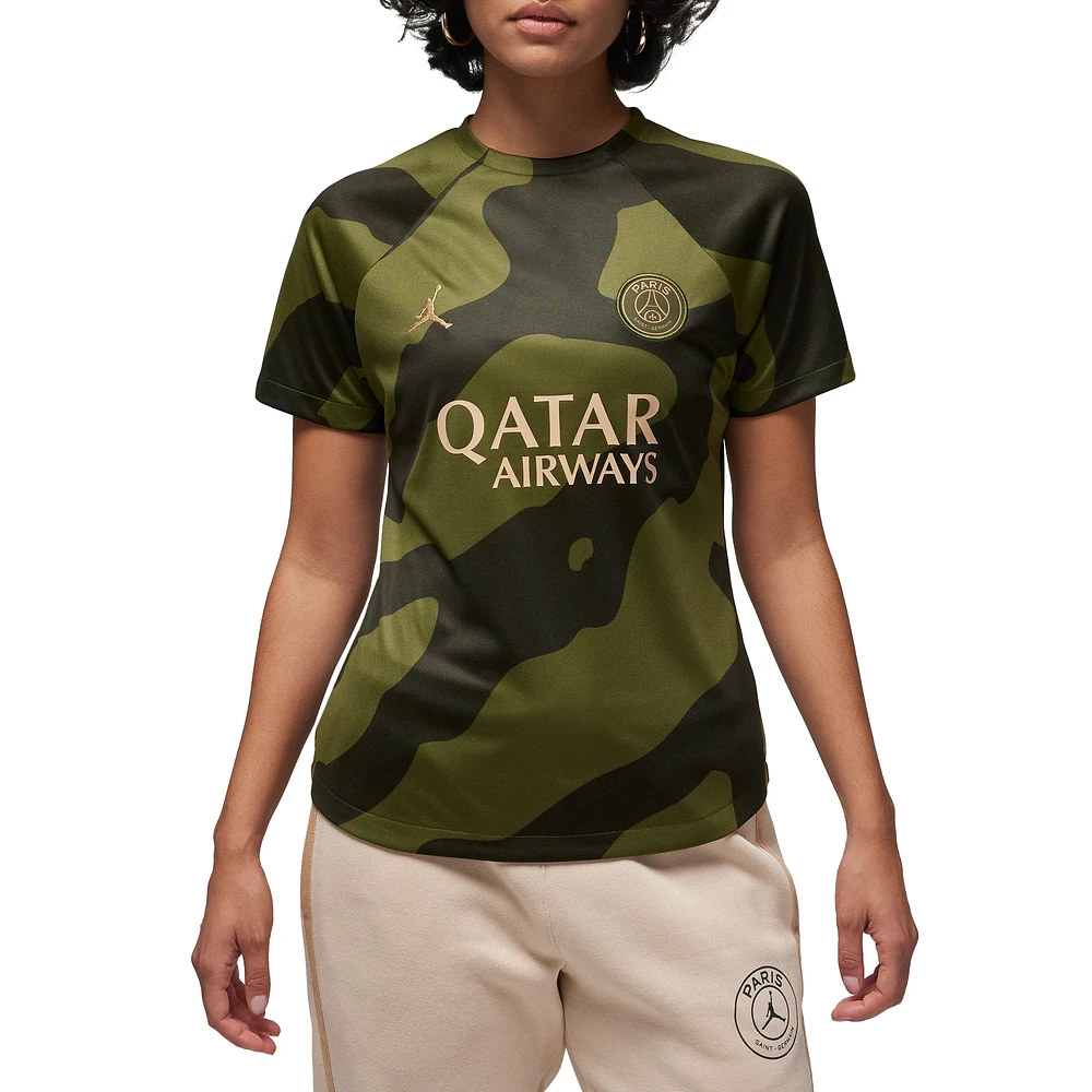 Haut d'avant-match Jordan Brand Olive Paris Saint-Germain 2023/24 Fourth Academy Pro pour femme