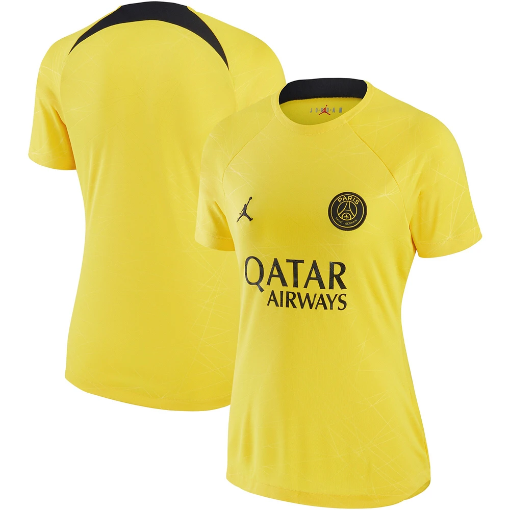 Haut d'avant-match raglan Performance Jordan Brand Jaune Paris Saint-Germain 2022/23 pour Femme