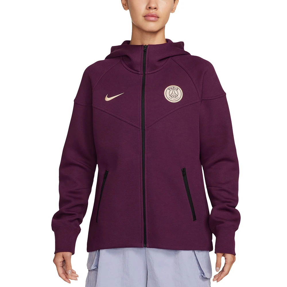 Sweat à capuche entièrement zippé Nike Paris Saint-Germain 2024/25 Tech Fleece pour Femme Bordeaux