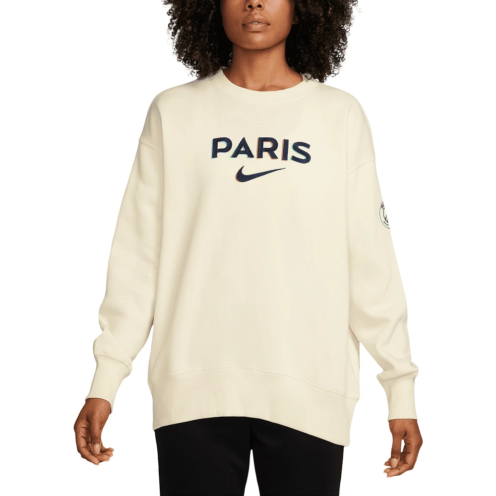 Women's Nike Cream Paris Saint-Germain Phoenix Fleece Oversized Pullover Sweatshirt