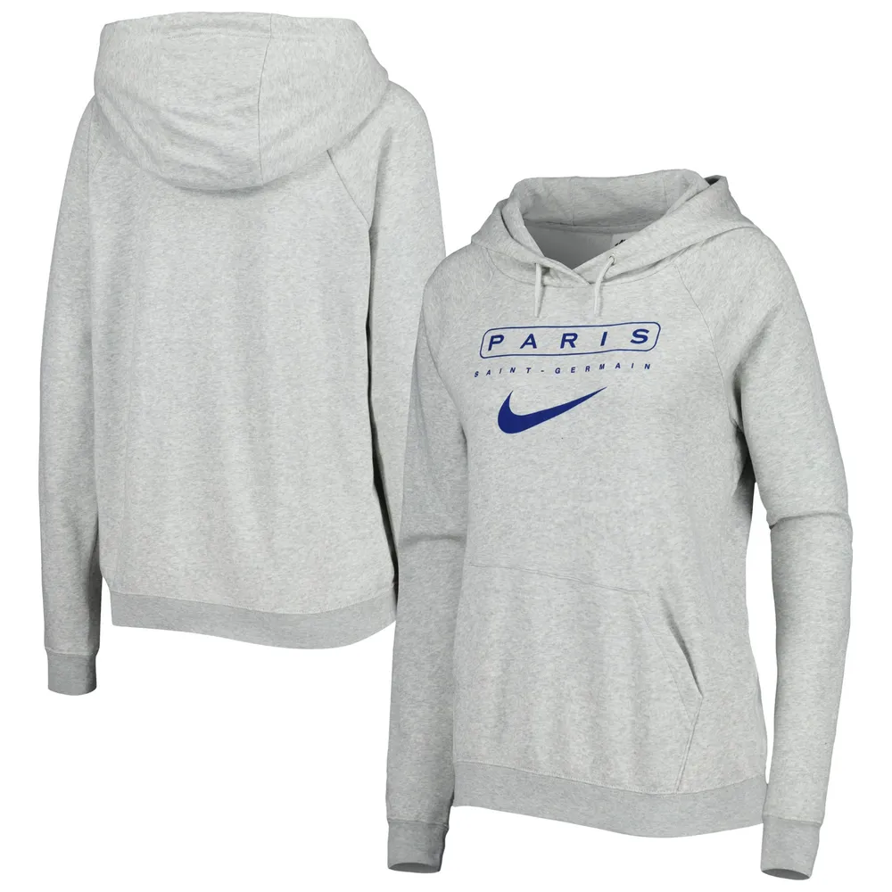 Sweat à capuche raglan Nike Paris Saint-Germain Lockup Varsity Fleece gris chiné pour femme