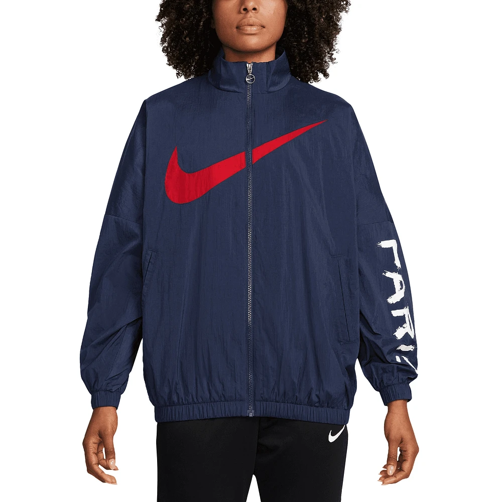 Veste zippée Nike Essential Windrunner Paris Saint-Germain bleu marine pour femme