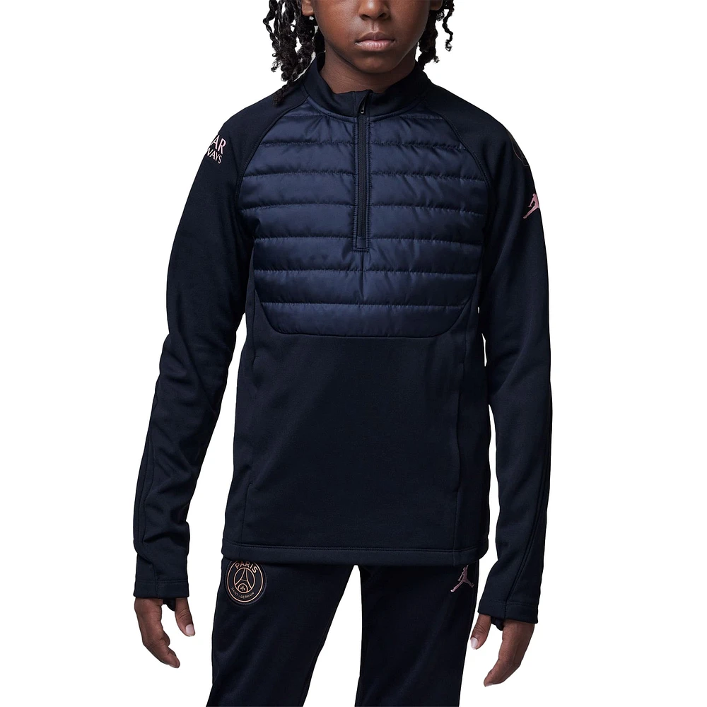 Haut Jordan Brand noir Paris Saint-Germain 2024/25 Academy Drill à fermeture éclair quart de tour pour jeunes