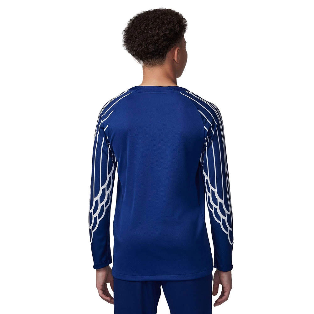 Youth Jordan Brand Blue Paris Saint-Germain 2024/25 Fourth Replica Long Sleeve Jersey