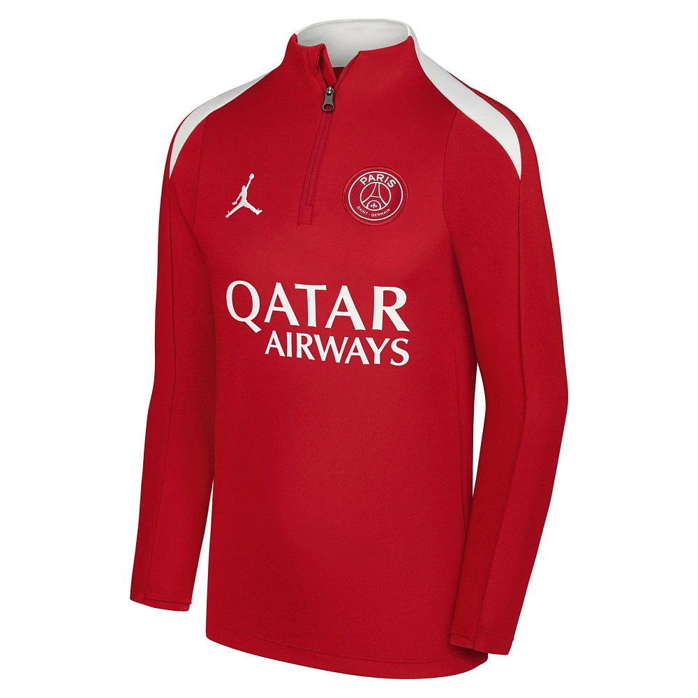 Youth Jordan Brand  Red Paris Saint-Germain 2025/26 Strike Drill Performance Quarter-Zip Pullover Top