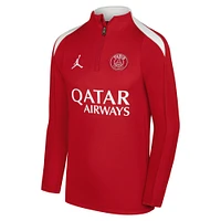 Youth Jordan Brand  Red Paris Saint-Germain 2025/26 Strike Drill Performance Quarter-Zip Pullover Top