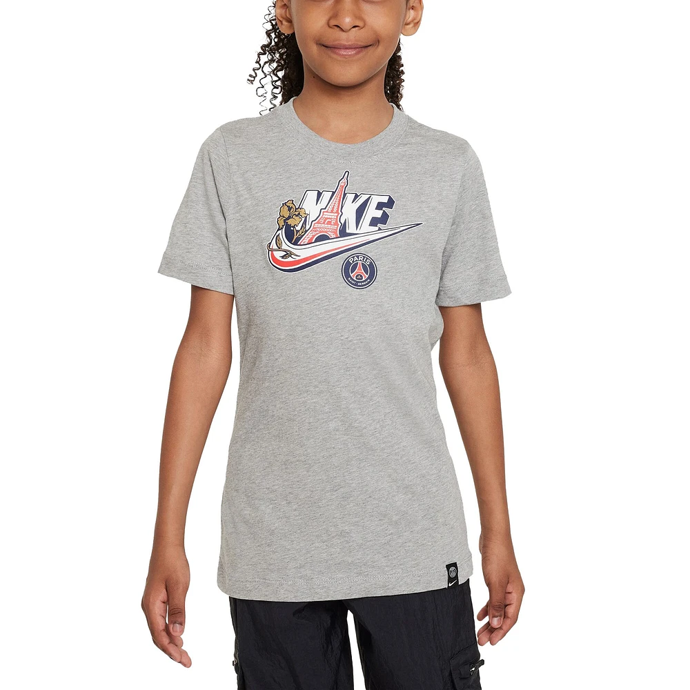 T-shirt Nike Paris Saint-Germain Futura gris chiné pour enfant