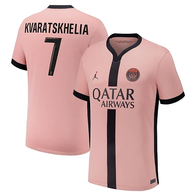 Youth Nike Khvicha Kvaratskhelia Pink Paris Saint-Germain 2024/25 Third Replica Player Jersey