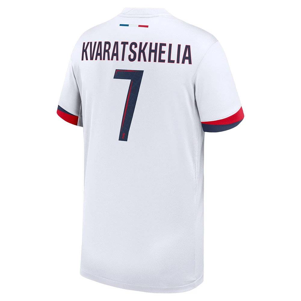 Youth Nike Khvicha Kvaratskhelia White Paris Saint-Germain 2024/25 Away Replica Player Jersey