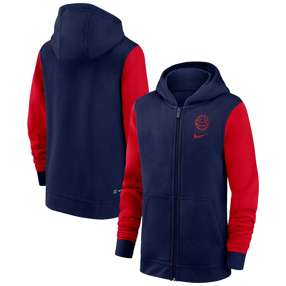 Sweat à capuche entièrement zippé bleu marine Paris Saint-Germain Club pour enfant Nike