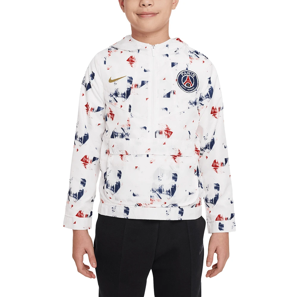 Veste à capuche demi-zip Nike Paris Saint-Germain Amplify blanche pour jeune