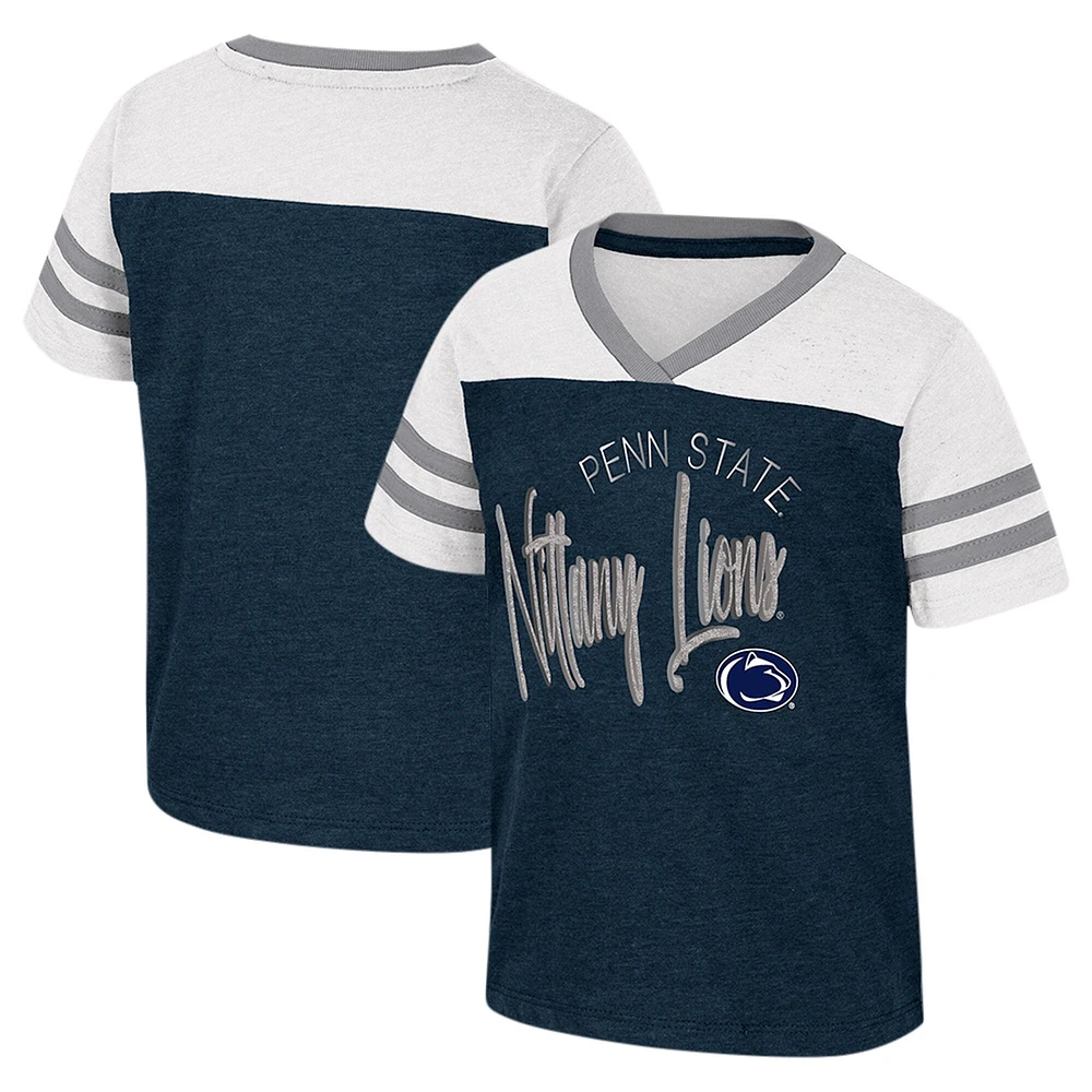 T-shirt d'été à col en V pour filles Colosseum Navy Penn State Nittany Lions