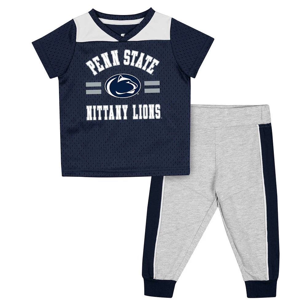 Ensemble maillot et pantalon Ka-Boot-It Penn State Nittany Lions bleu marine/gris chiné pour bébé