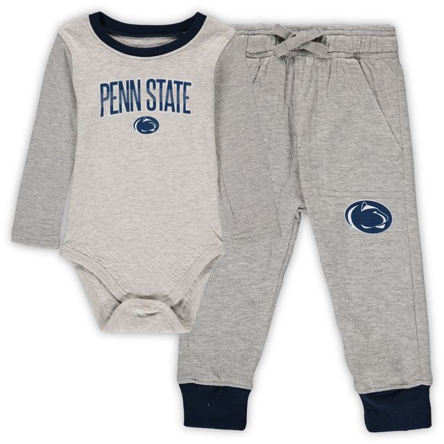 Infantile Wes & Willy gris chiné/bleu marine Penn State Nittany Lions Jie ensemble body et pantalon à manches longues