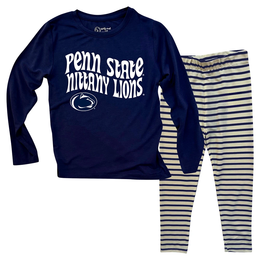 Ensemble haut à manches longues et leggings rayés pour bébé Wes & Willy Penn State Nittany Lions