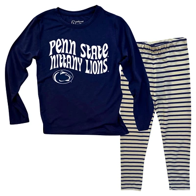 Ensemble haut à manches longues et leggings rayés tri-blend pour bébé Wes & Willy Penn State Nittany Lions