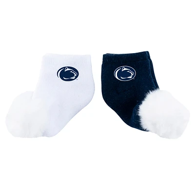 Lot de deux paires de chaussettes à pompon pour bébé ZooZatz Penn State Nittany Lions