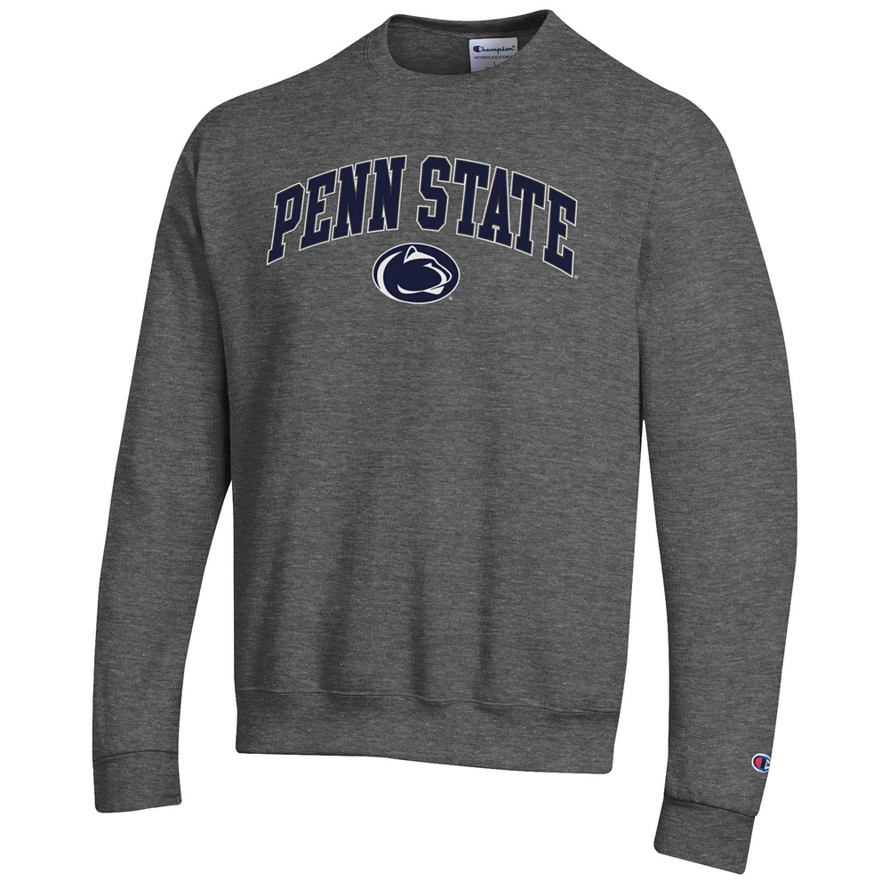 Men's Champion  Heather Charcoal Penn State Nittany Lions Arch Over Logo Pullover Sweatshirt