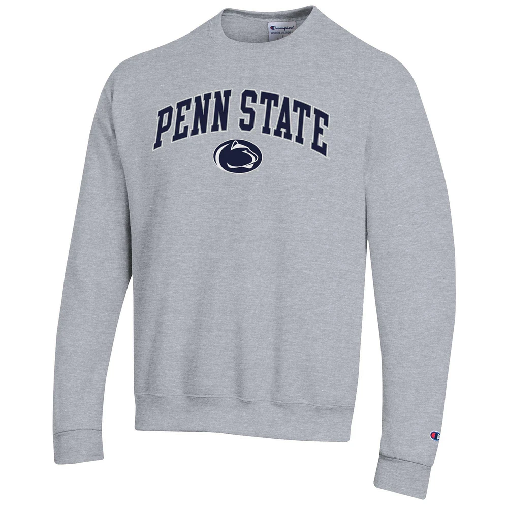 Men's Champion  Heather Gray Penn State Nittany Lions Arch Over Logo Pullover Sweatshirt