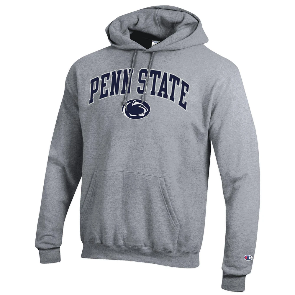Men's Champion  Heather Gray Penn State Nittany Lions Arched Logo Fleece Pullover Hoodie