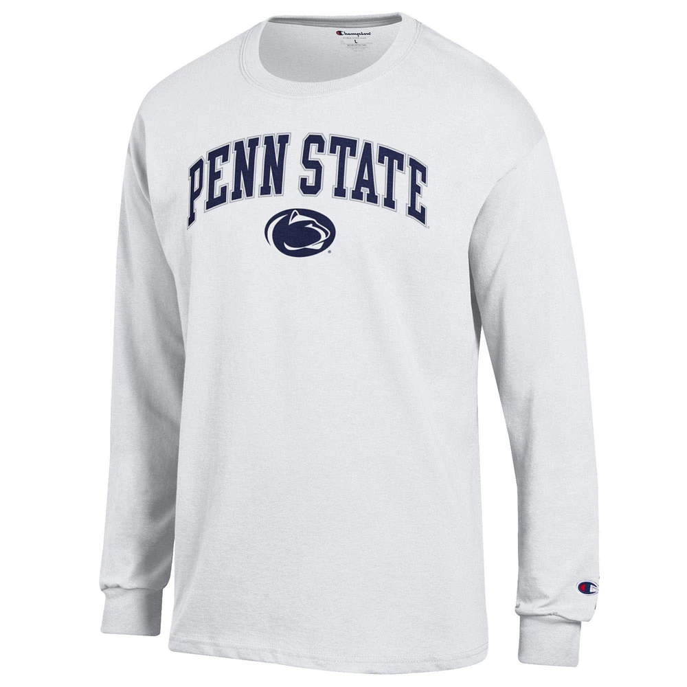 T-shirt à manches longues blanc Champion Penn State Nittany Lions avec logo Arch Over pour homme