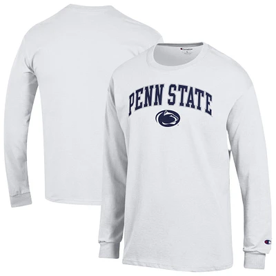 T-shirt à manches longues blanc Champion Penn State Nittany Lions avec logo Arch Over pour homme
