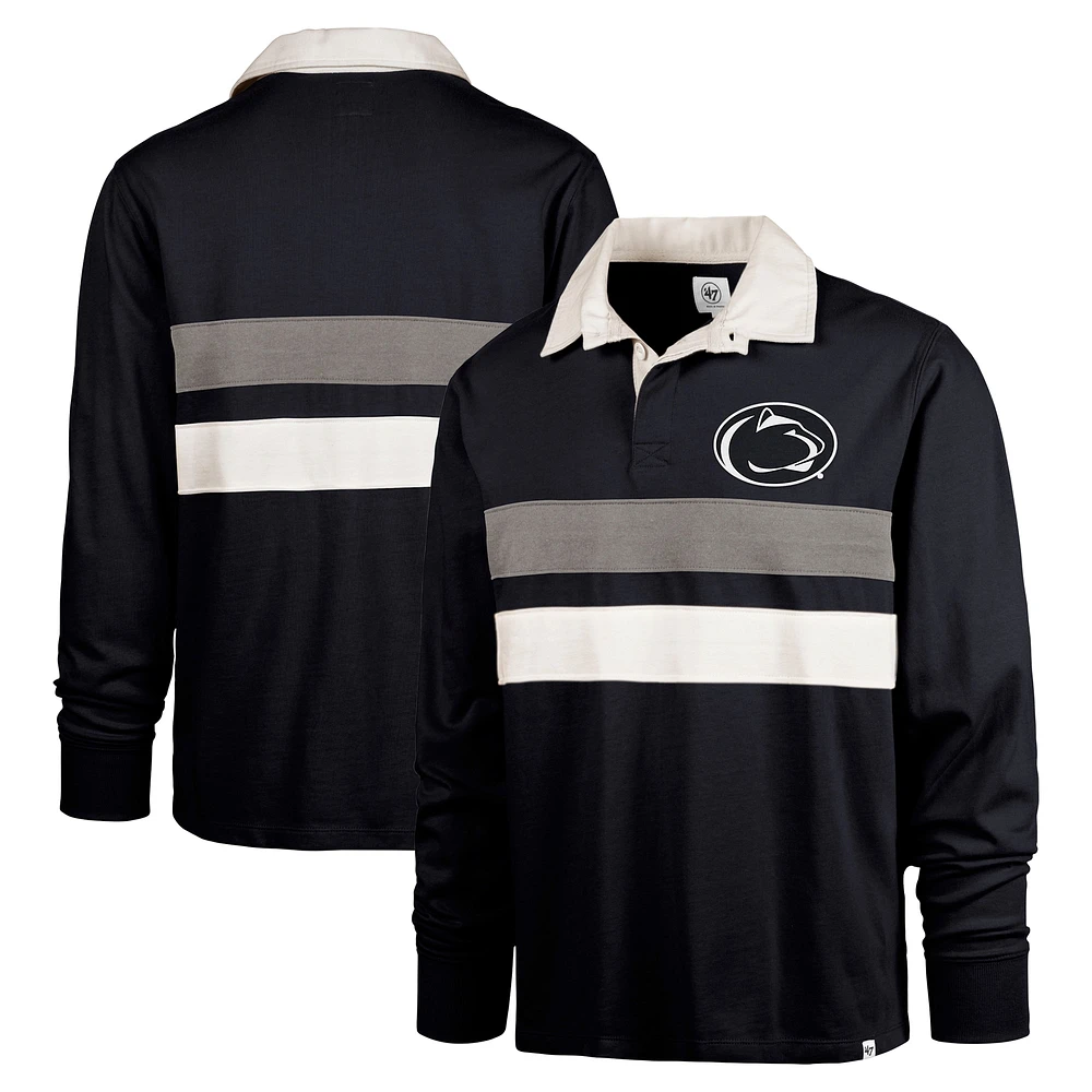 Men's '47 Navy Penn State Nittany Lions Clubhouse Knox Thames Long Sleeve Rugby Polo