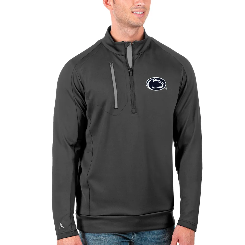 Men's Antigua White/Silver Detroit Lions Generation Quarter-Zip Pullover  Jacket