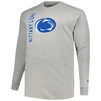 T-shirt à manches longues pour hommes Champion Heather Grey Penn State Nittany Lions Big & Tall Mascot