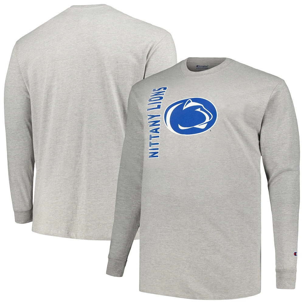 T-shirt à manches longues pour hommes Champion Heather Grey Penn State Nittany Lions Big & Tall Mascot