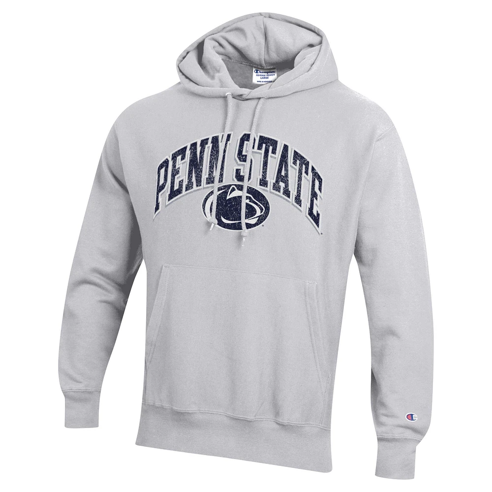Sweat à capuche Champion Heather Grey Penn State Nittany Lions Vault Late Night Reverse Weave pour hommes