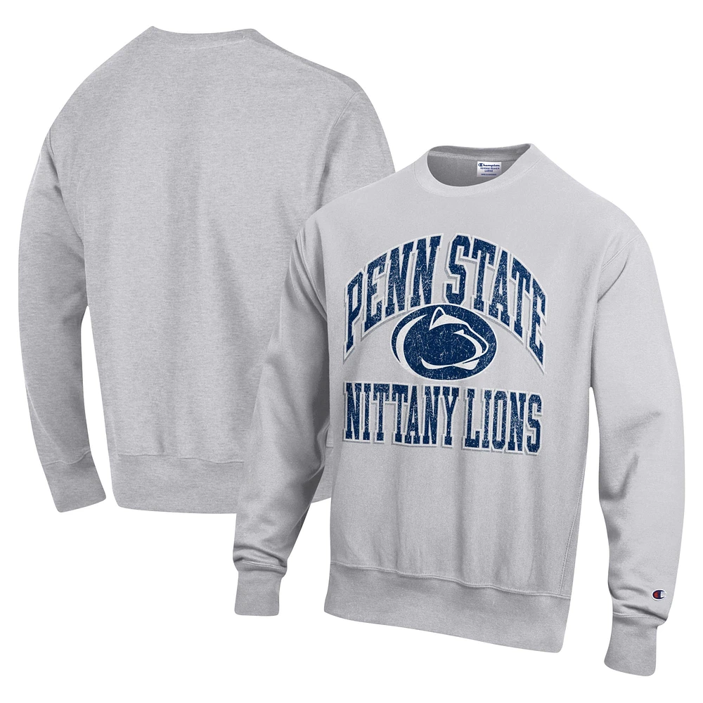 Sweat à capuche Champion Heather Grey Penn State Nittany Lions Vault Late Night Reverse Weave pour hommes