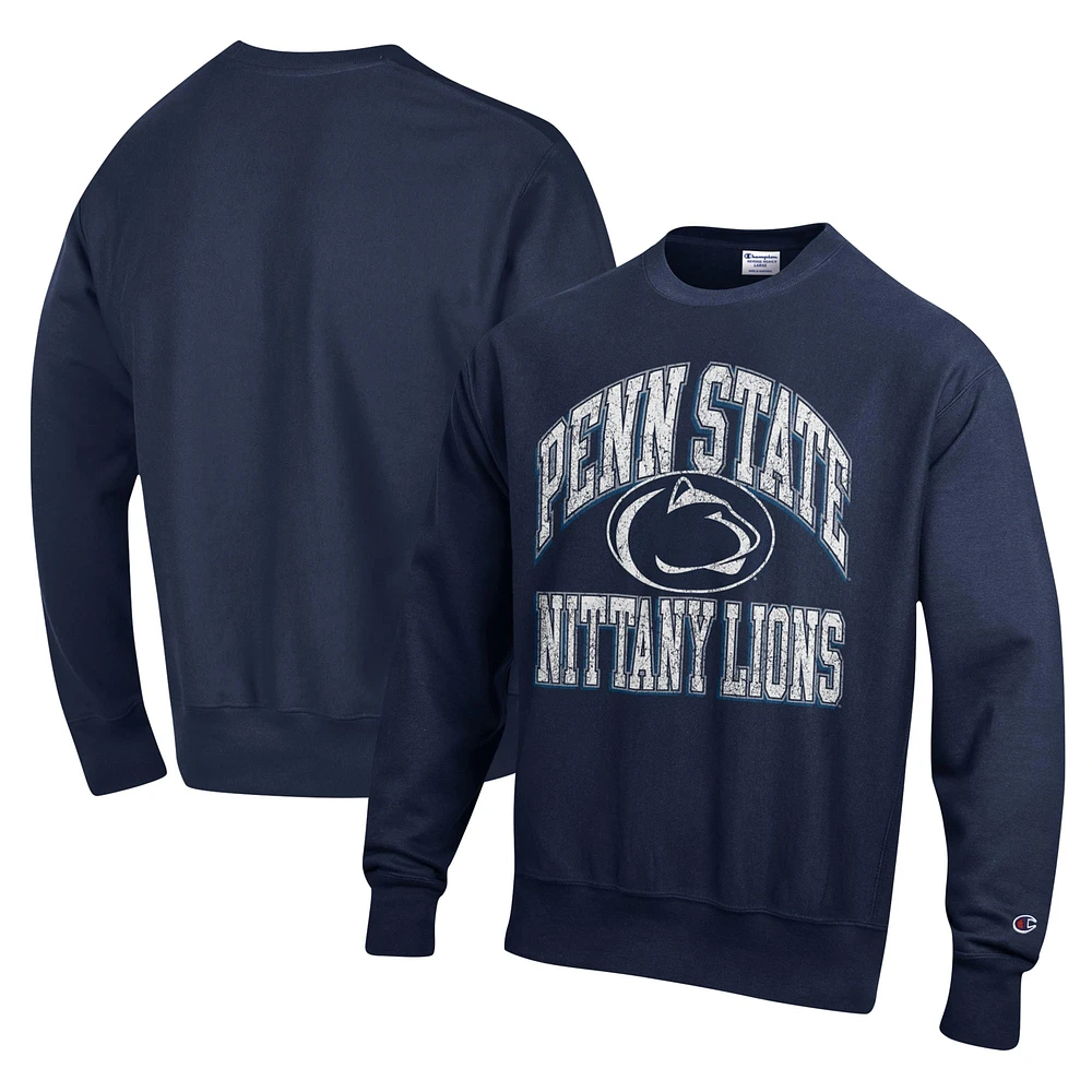 Sweat-shirt pour hommes Champion Navy Penn State Nittany Lions Vault Late Night Reverse Weave