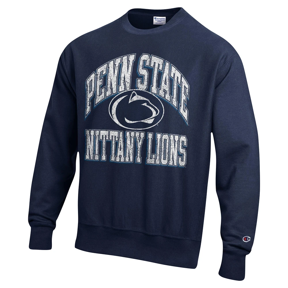 Men's Champion Navy Penn State Nittany Lions Vault Late Night Reverse Weave Pullover Sweatshirt